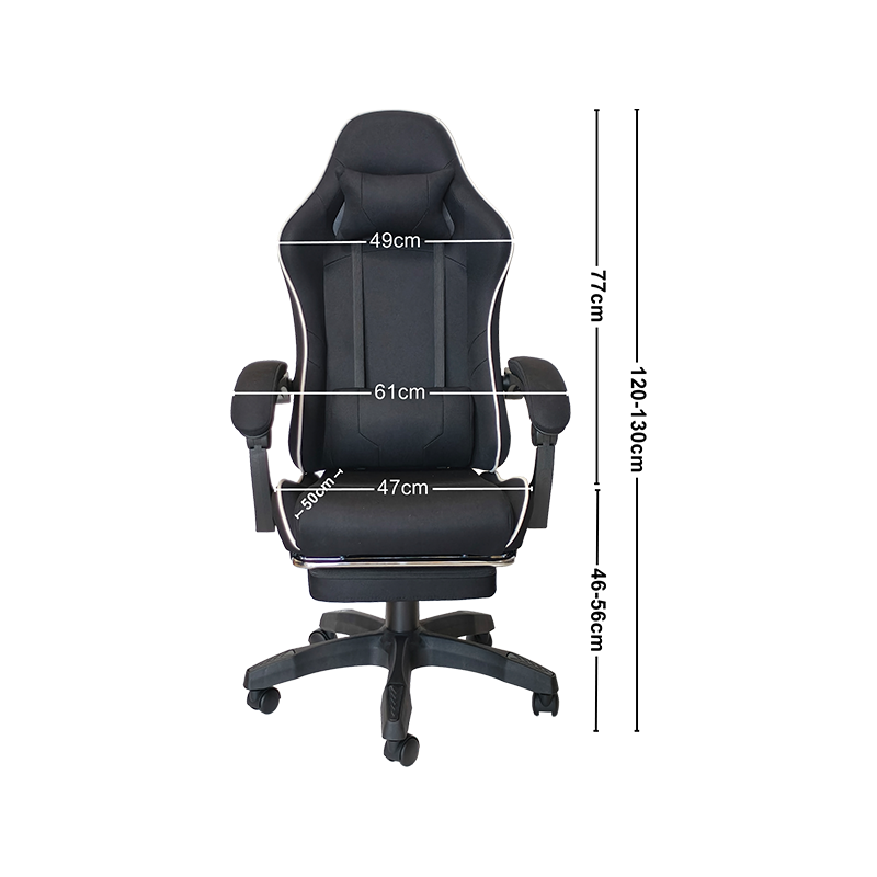 Cadeira de jogos regular preta com altura ajustável e design de rolo