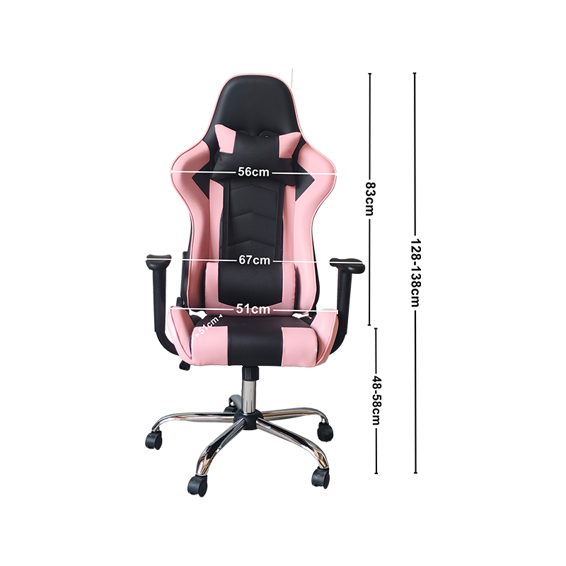 Design de costura preta e rosa Cadeira de jogos regular de material de alta qualidade