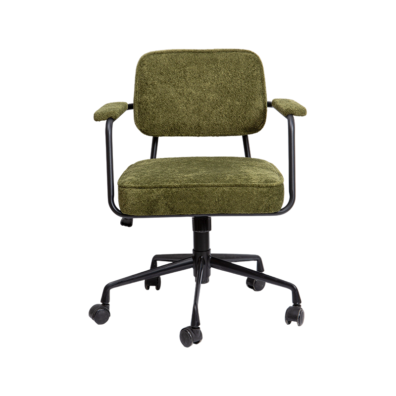 Cadeira de escritório em tecido com moldura preta estável estilo verde oliva